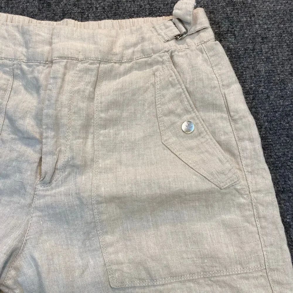 Athleta Voyager Womens 6 100% Linen Pants Beige Ankle Vacation Coastal Buckle - Picture 3 of 8